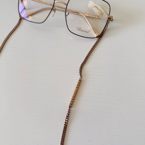 New! Chopard Rose Gold Eyeglasses, Titanium with Chain, VCHF49 0357, Authentic main image 6